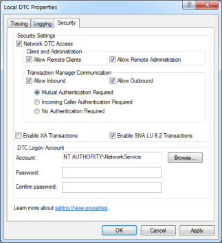 MSDTC Security Configuration
