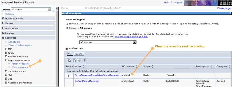 Work Managers via the administration console